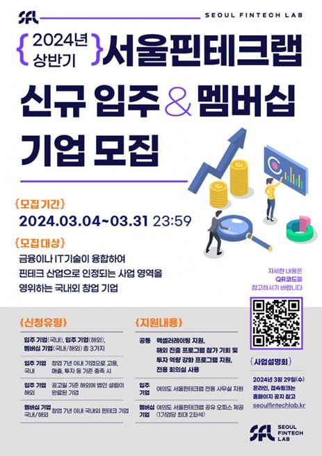 2024년 상반기 서울핀테크랩 입주기업 모집 포스터