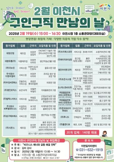 이천시, 2월 구인·구직 만남의 날 행사 개최