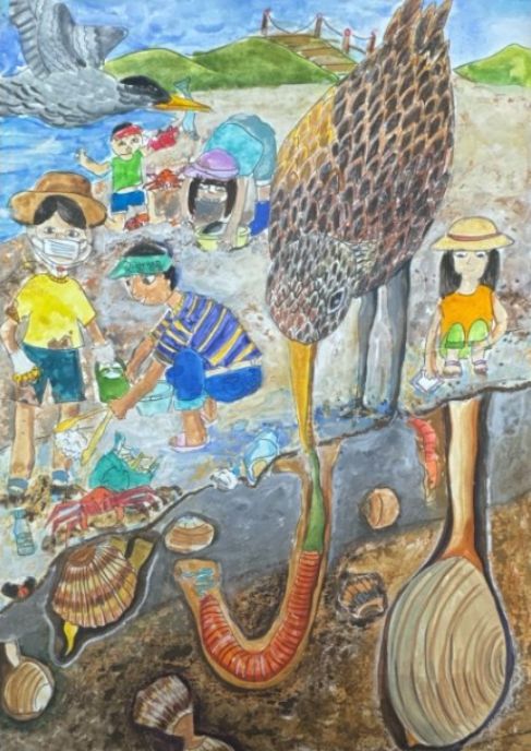 2025 해양생물 콘텐츠 공모전 수상작(해양사랑상(대상) 그림부문 '갯벌생태계를 지키는 우리의 손길')